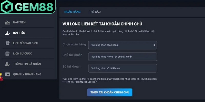 Rút Tiền Gem88 - Hướng Dẫn Các Bước & Xử Lý Sự Cố Tuân thủ điều kiện rút tiền Gem88 tránh xảy ra sự cố